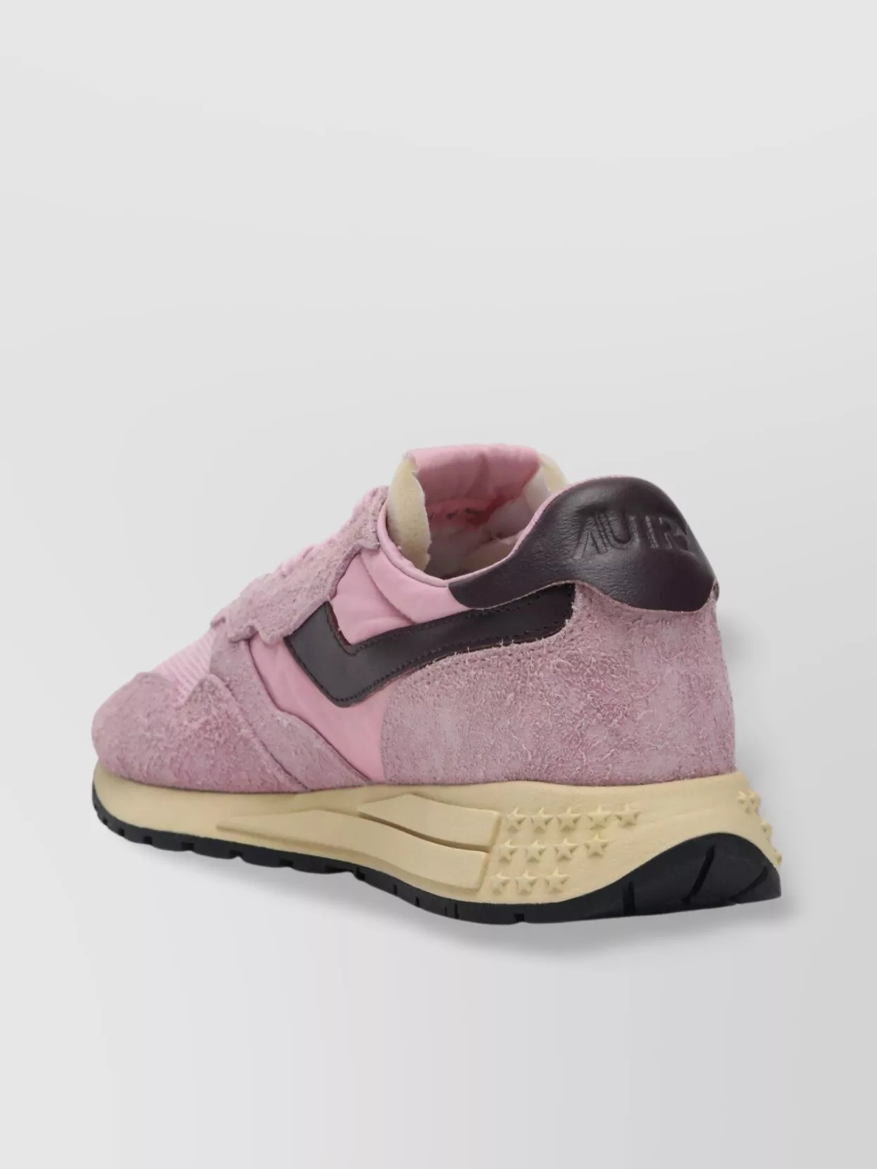 Autry Low Burgundy Sneakers With Rubber Sole And Suede Panels In Pink