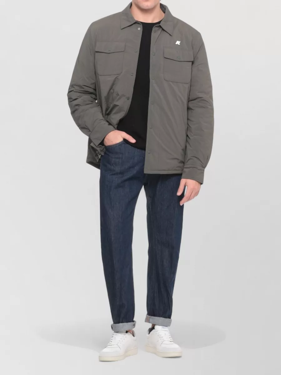 K-Way Padded Short Jacket Button Pockets Collar