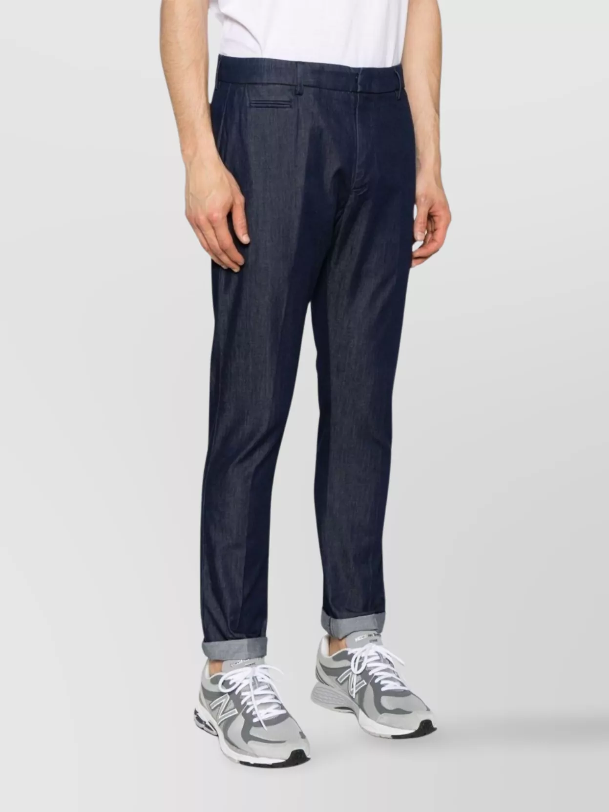 Dondup Joe Belted Turn-up Hem Trousers In Blue