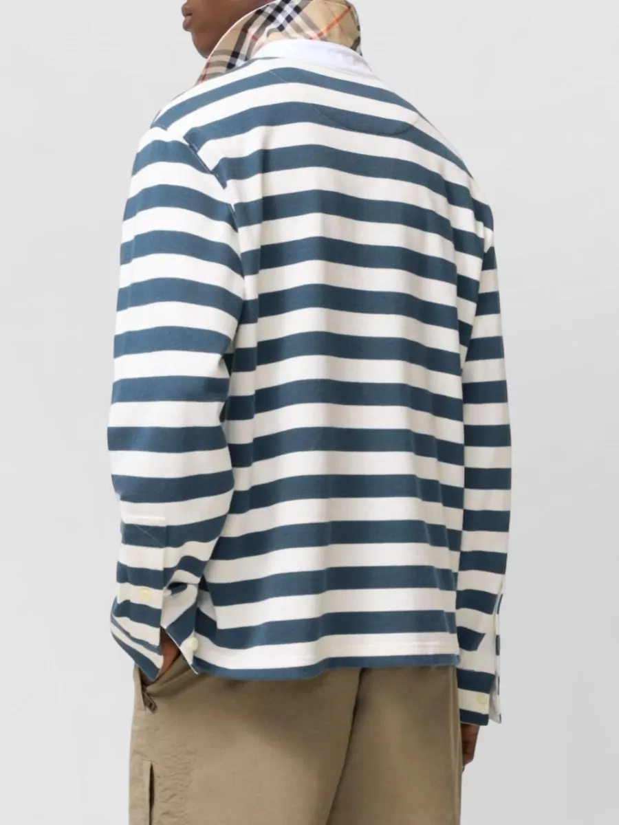 Burberry Striped Long-Sleeve Cotton Polo Shirt