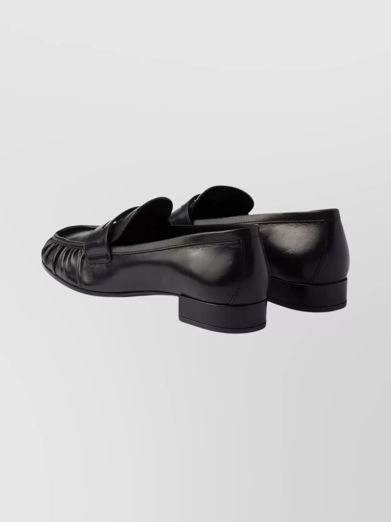 Prada Round Toe Loafers Ruched Detailing