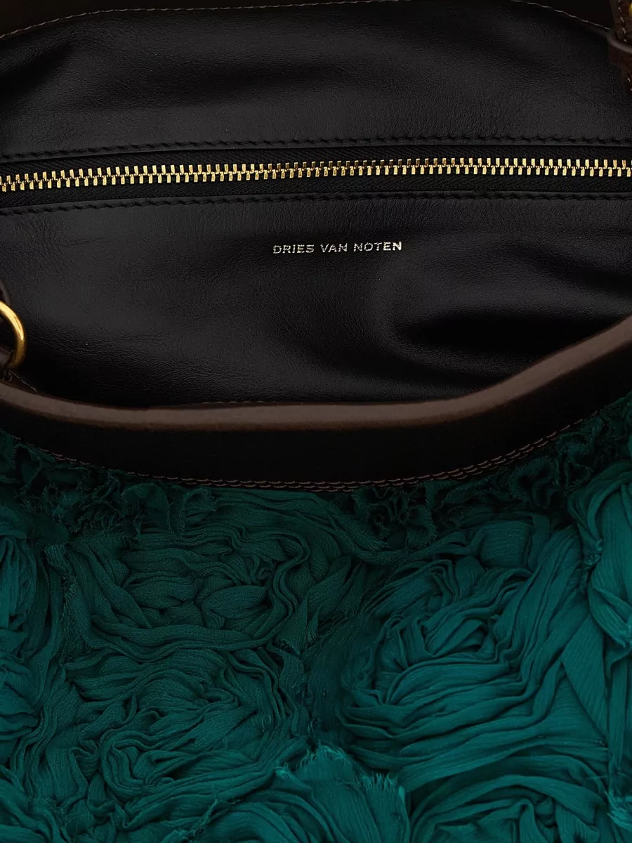 Dries Van Noten Leather Rose-Embellished Shoulder Bag