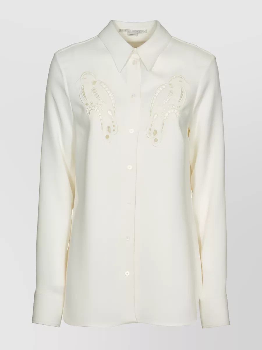Shop Stella Mccartney Ethical Avian-embroidered Long-sleeve Shirt In Grey