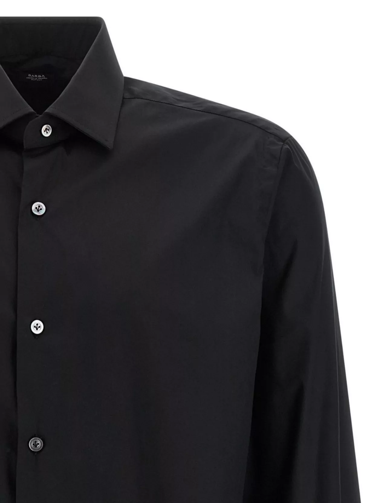 Barba Napoli Cotton Shirt With Button Cuffs And Collar In Black