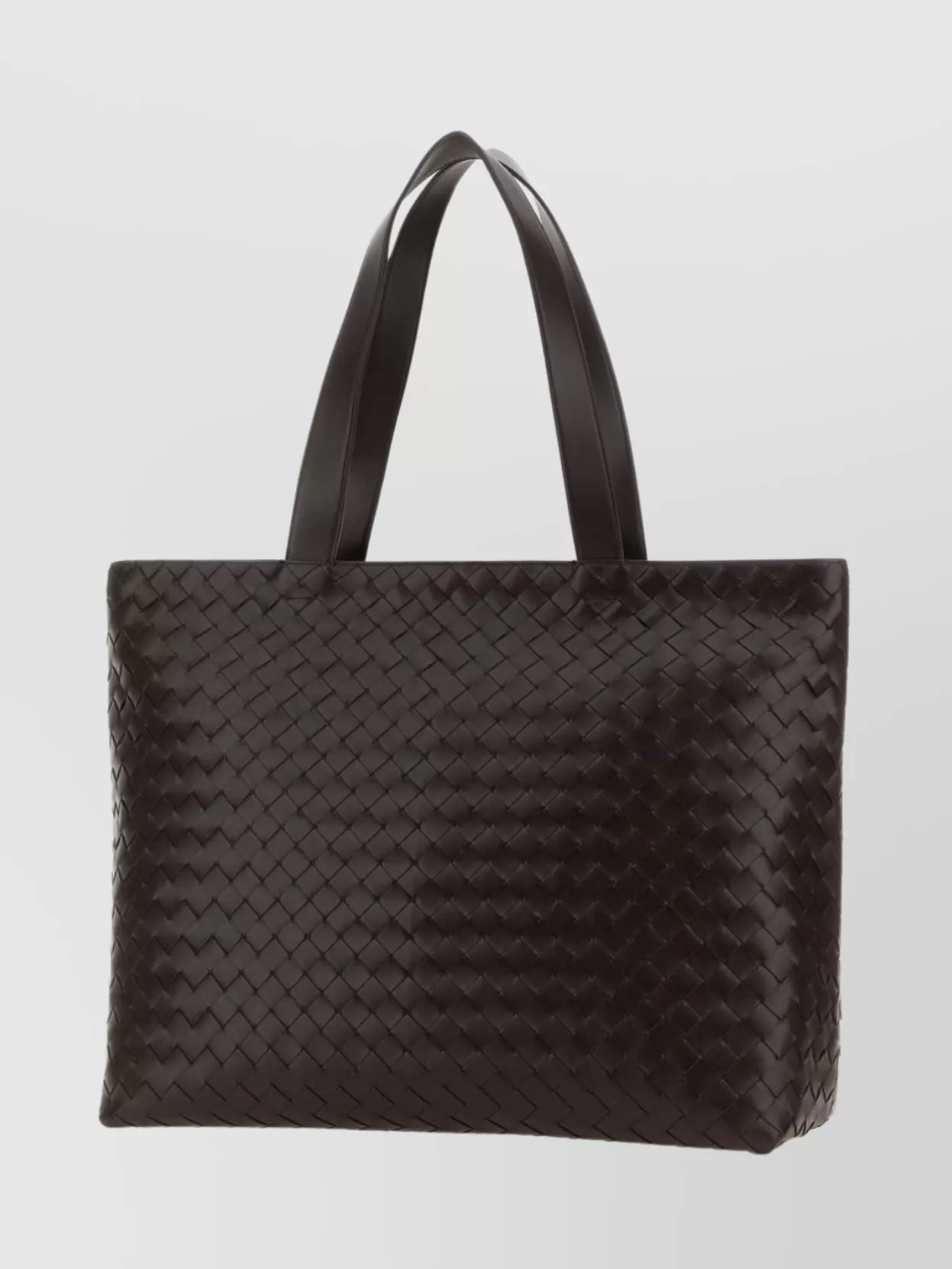 Shop Bottega Veneta Rectangular Shape Woven Texture Shopping Bag