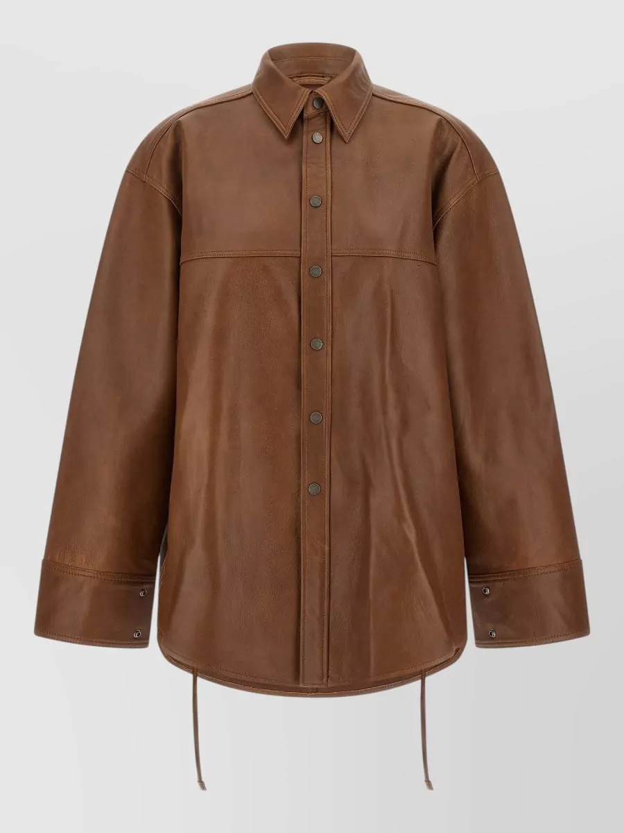 Haikure Leather Oversized Shirt Jacket