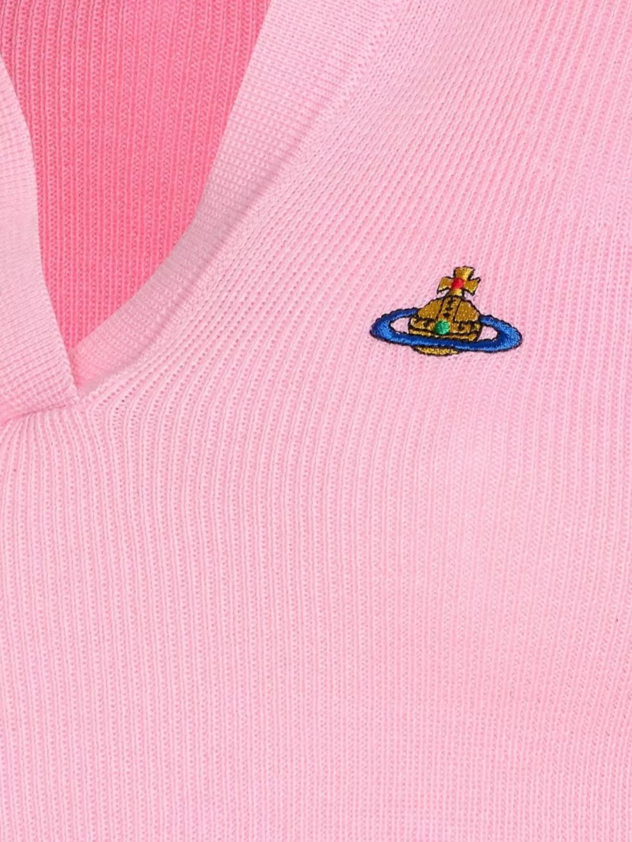 Vivienne Westwood Long Sleeve Collared Polo Top Ribbed Texture