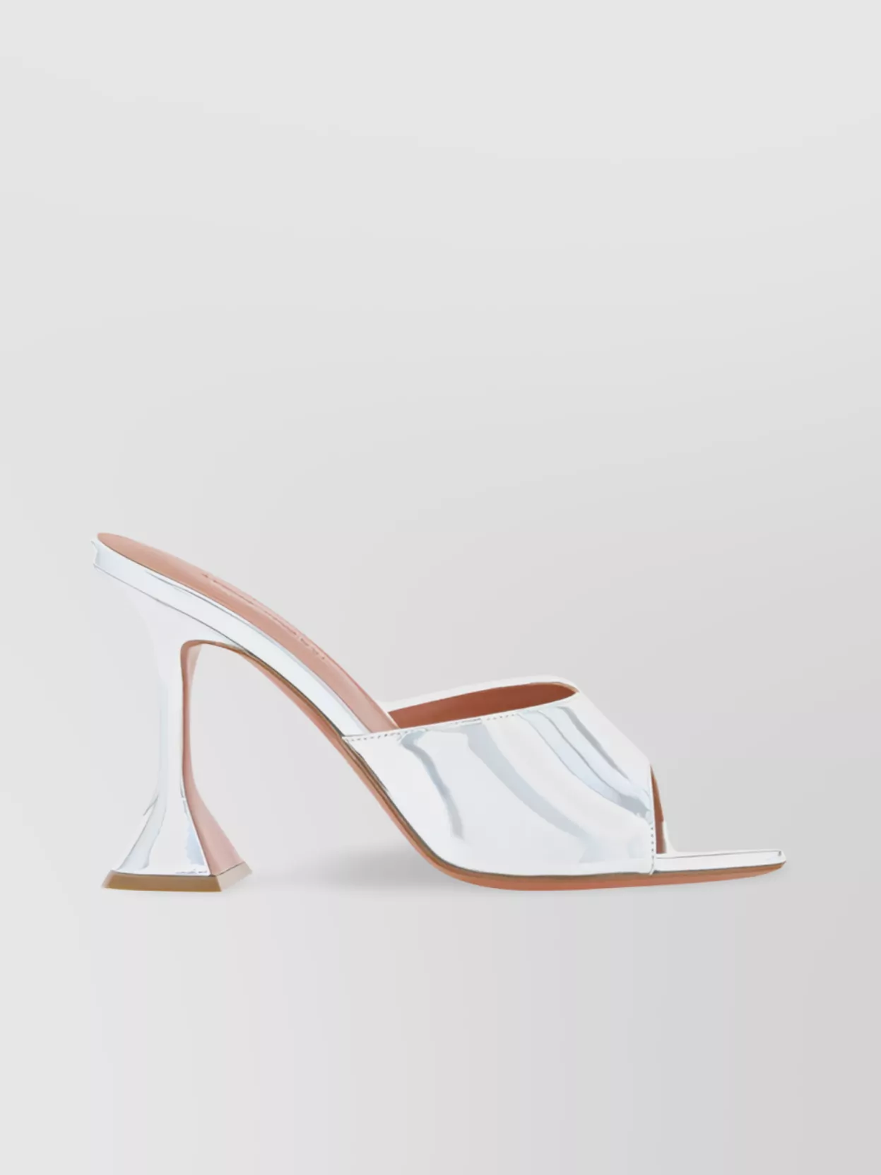Shop Amina Muaddi Geometric Metallic Mirror Leather Heel Sandals