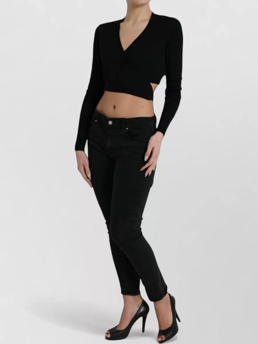 Dolce&Gabbana Wool V-Neck Wrap Cropped Cardigan