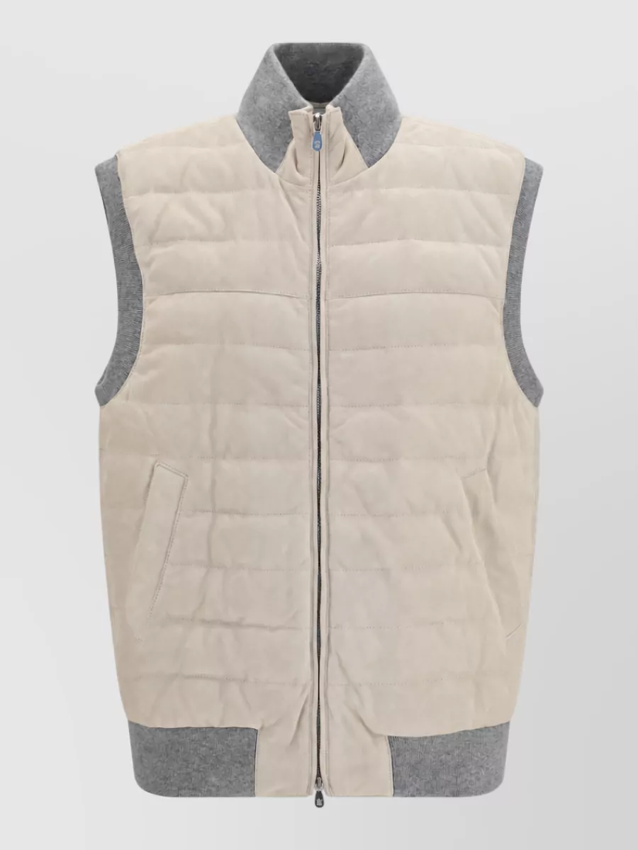 Brunello Cucinelli leather quilted padded vest