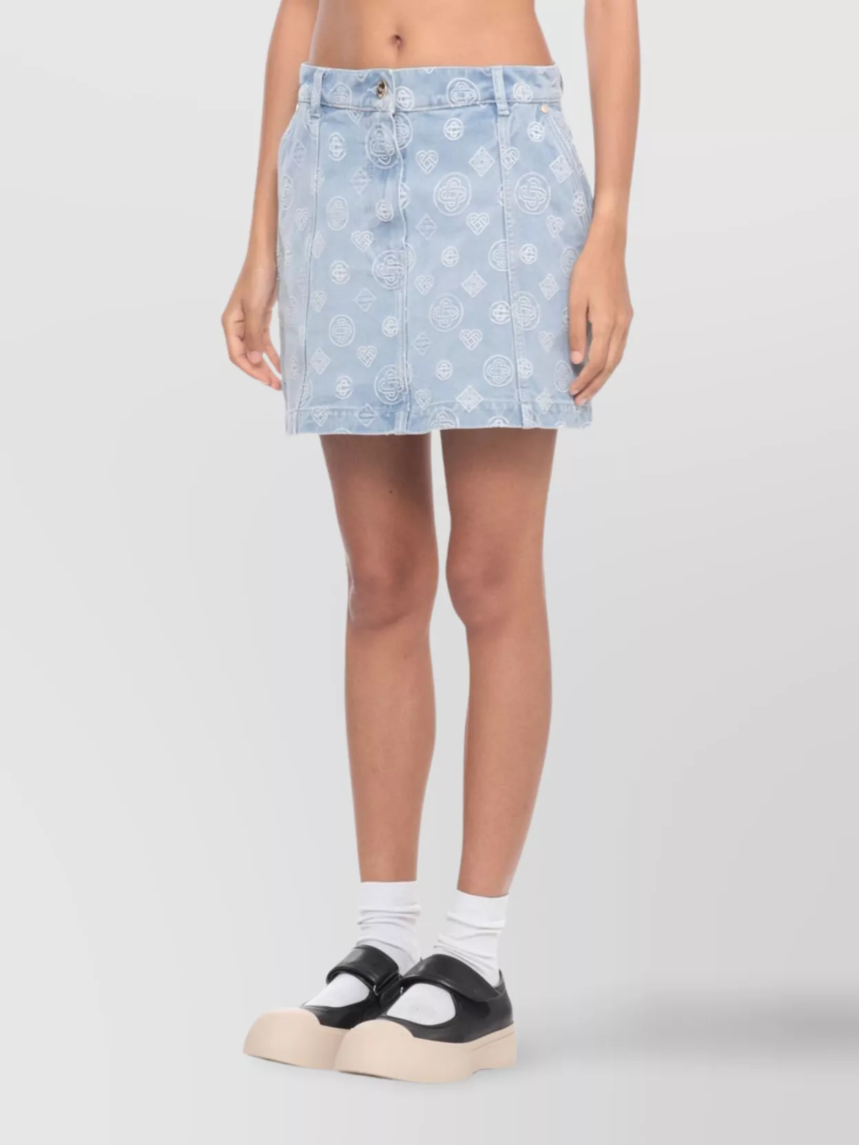 Casablanca Midi Length Denim Skirt Pockets