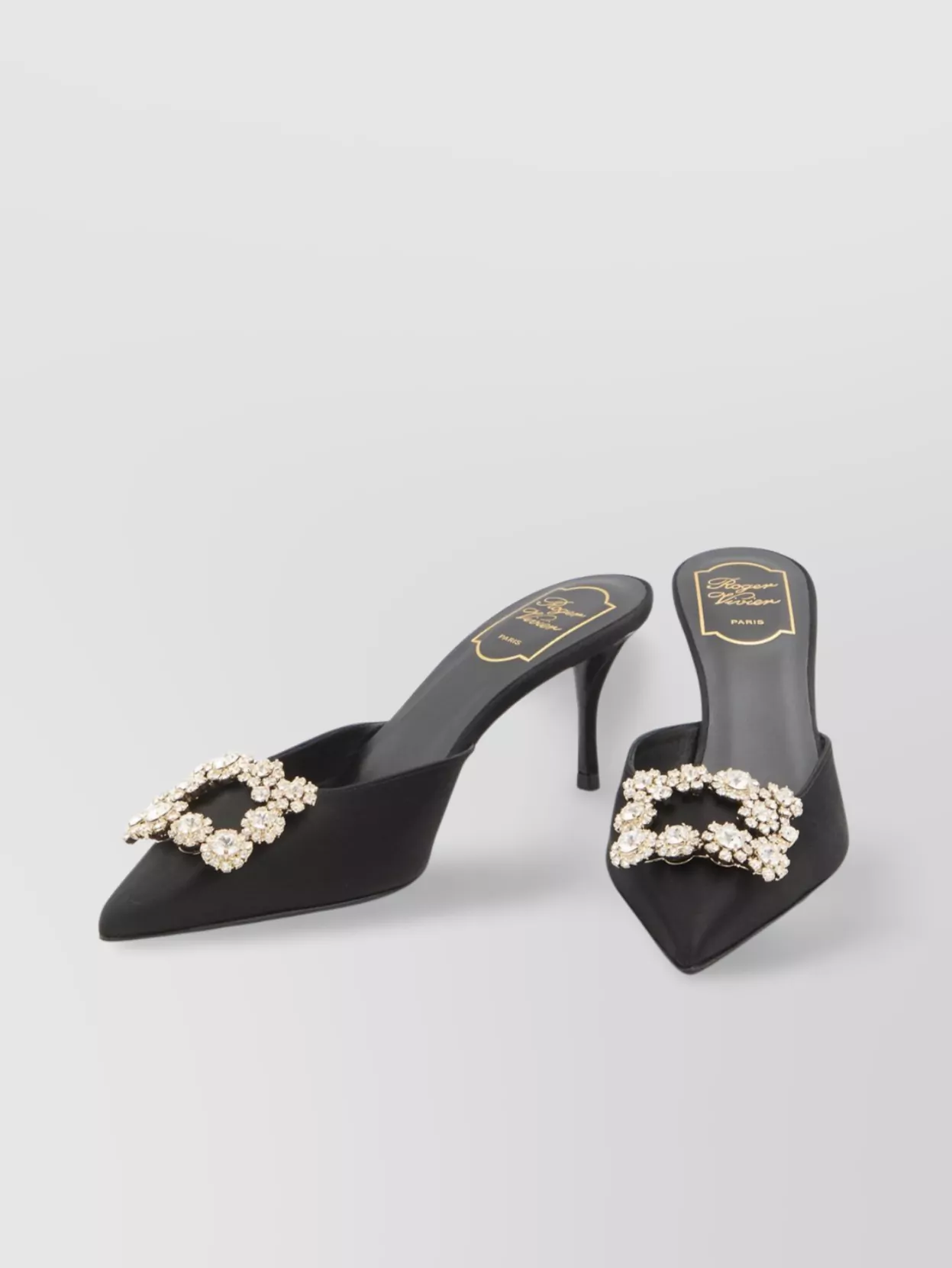 Roger Vivier Crystal Buckle Pointed-toe Mules