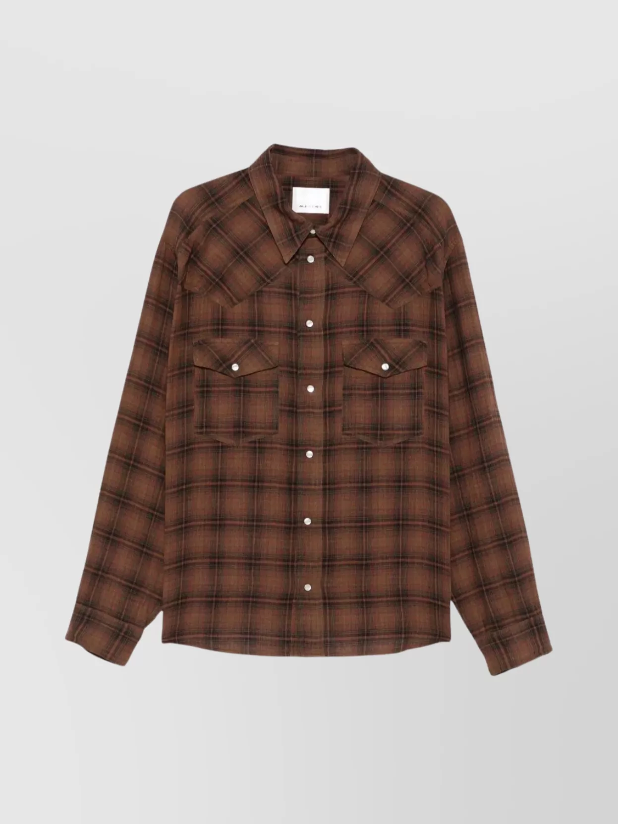 Isabel Marant Checked Long Sleeve Shirt With Chest Pockets In Brown