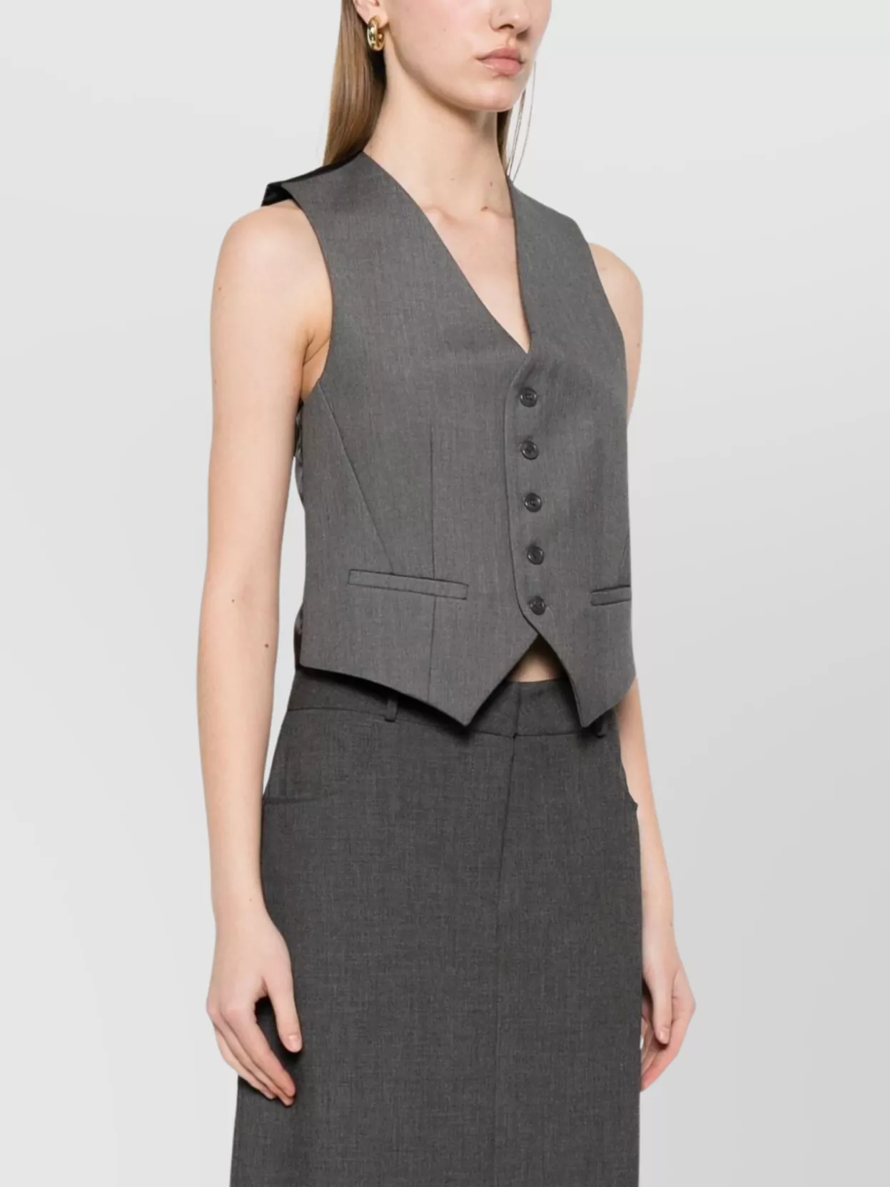 THE FRANKIE SHOP WOOL BLEND VEST WITH ADJUSTABLE BACK STRAP
