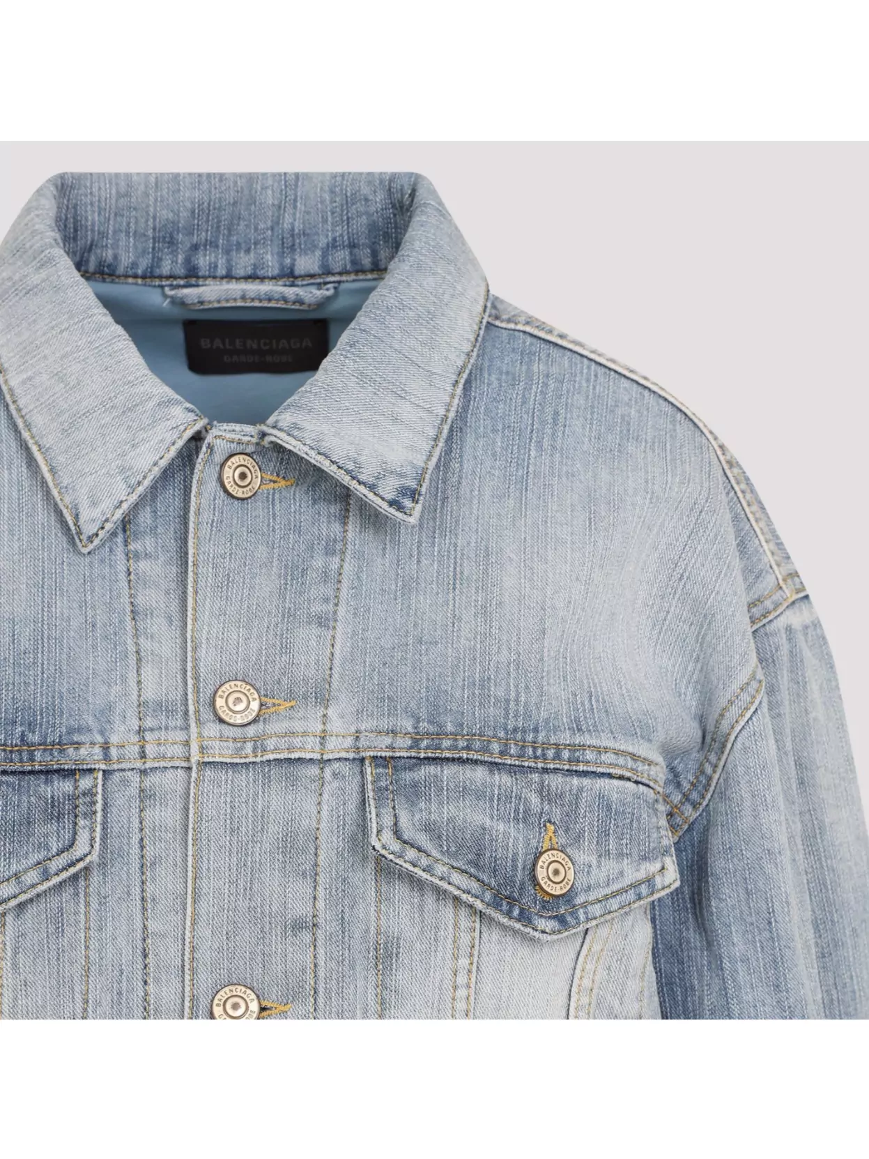 Balenciaga Standing Collar Jacket In Blue
