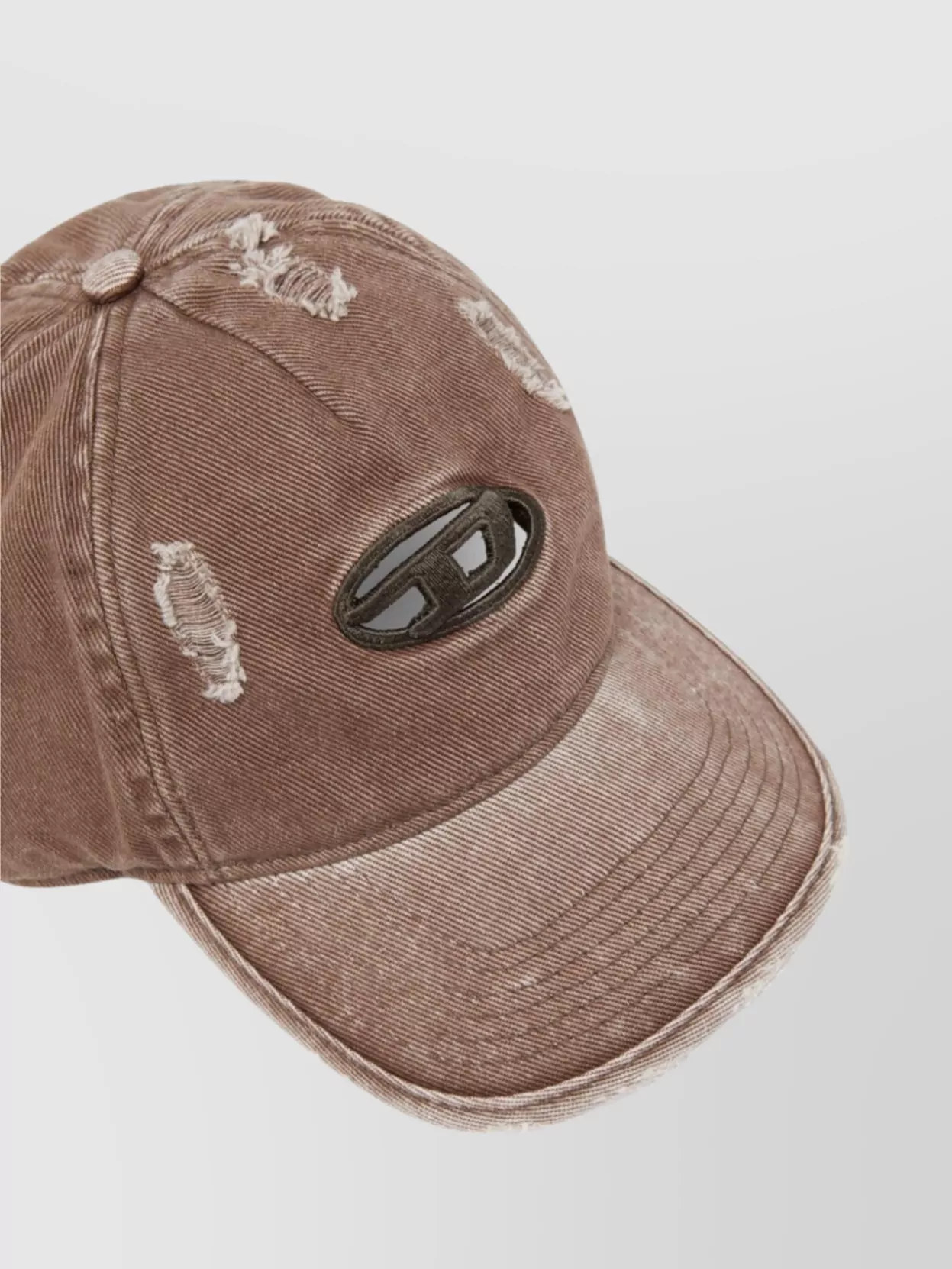 Diesel Distressed Denim Baseball Hat With Curved Brim