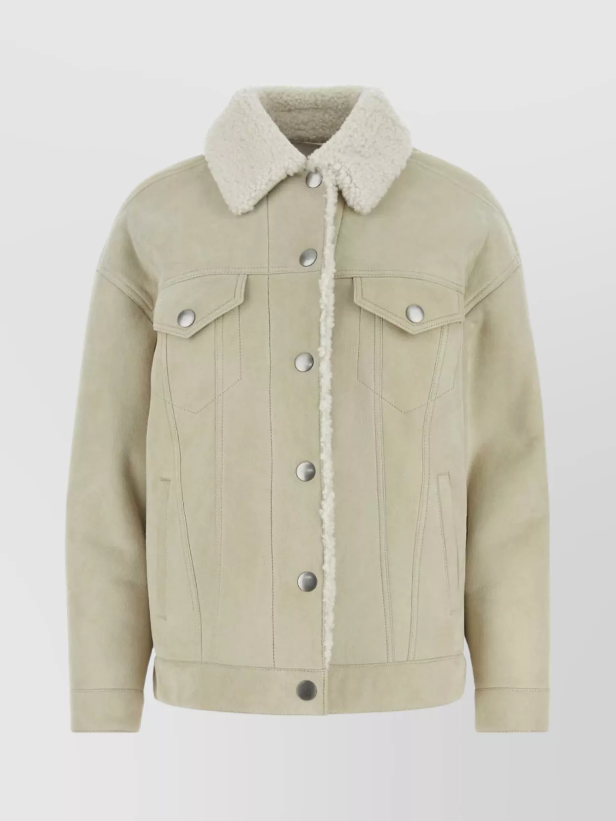 Shop Prada Shearling Jacket With Cuff Straps And Panel Design