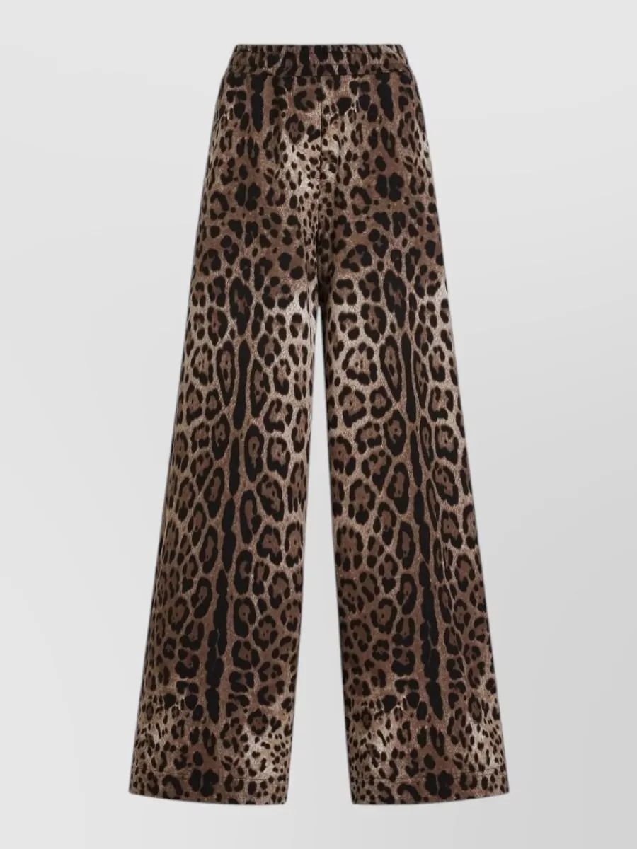 Dolce&Gabbana Cotton Leopard-Print Wide-Leg Pants