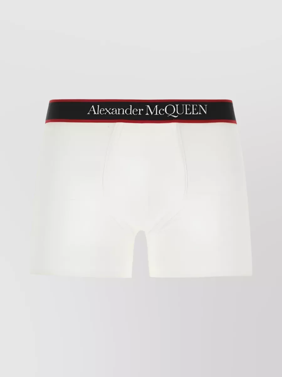 Shop Alexander Mcqueen Logo Waistband Boxer Shorts In White