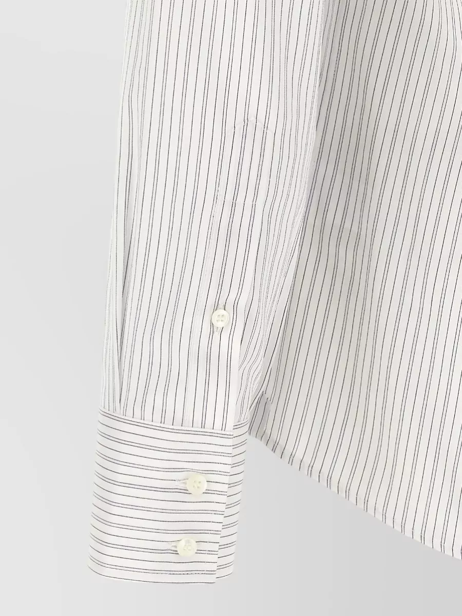 Brunello Cucinelli Striped Cotton French Collar Shirt