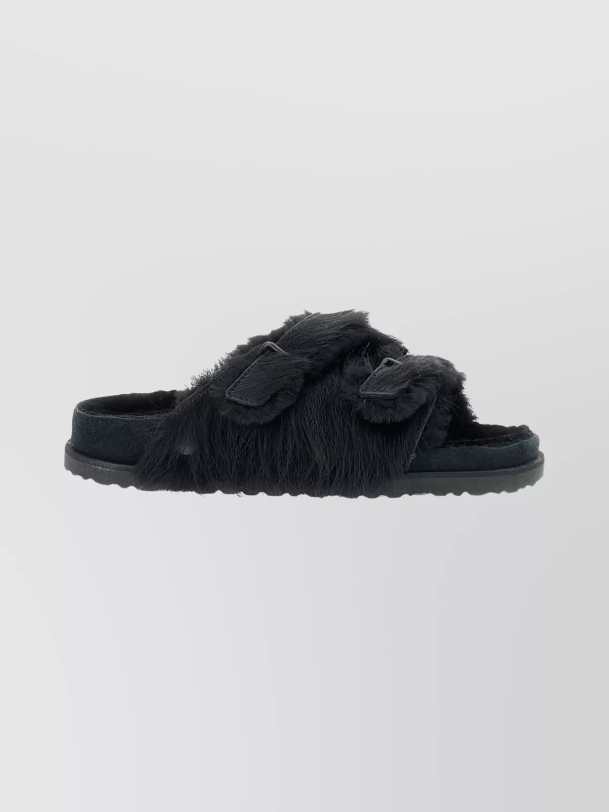 Birkenstock Double Strap Faux Fur Flat Sandals