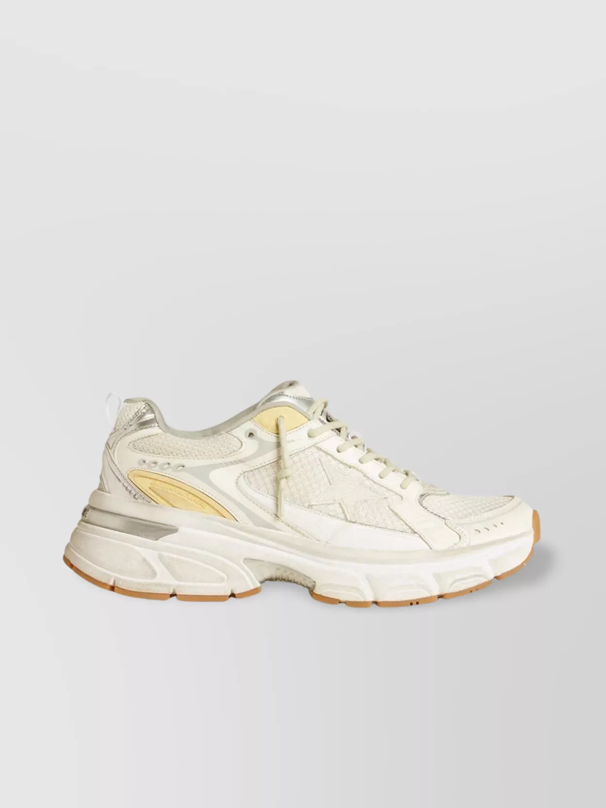 Golden Goose Lightstar White Low Top Sneakers With Logo Patch On The Tongue And Logo Lettering On The Heel In Lea
