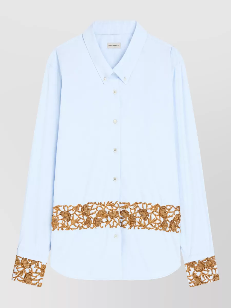 Dries Van Noten Embroidered cotton poplin shirt