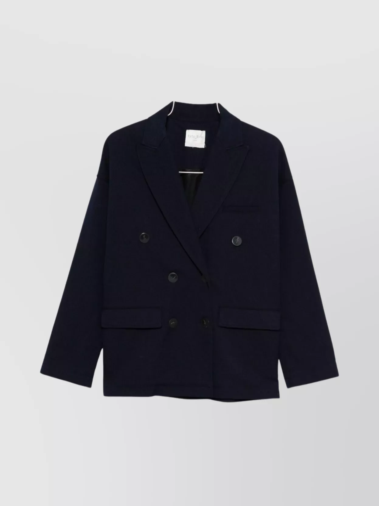Forte Forte Tailored Double-breasted Jacket Featuring Flap Pockets In Black