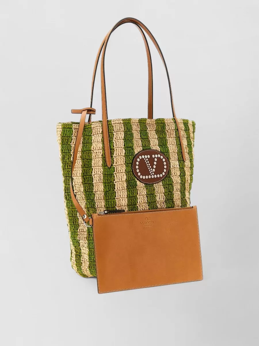 Valentino Garavani Na Raffia Striped Beach Bag