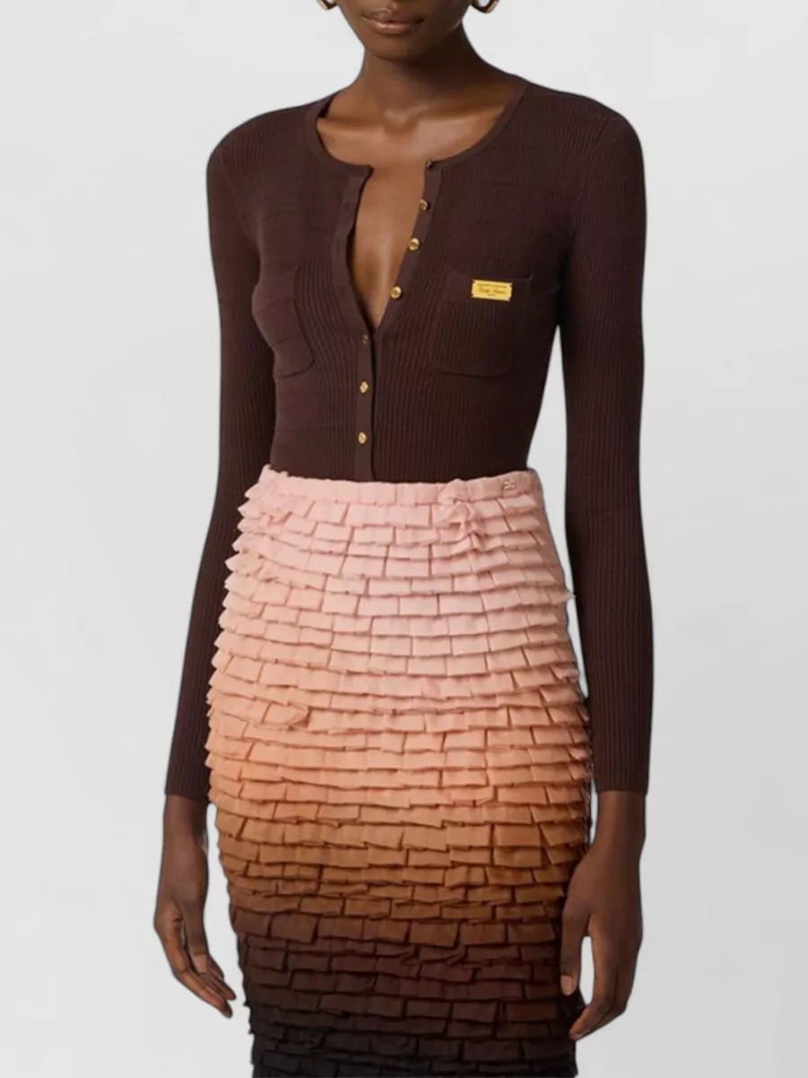 Elisabetta Franchi Silk Micro-Braided Knit Cropped Cardigan