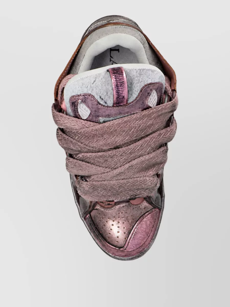 Lanvin Metallic Low-Top Lace-Up Sneakers