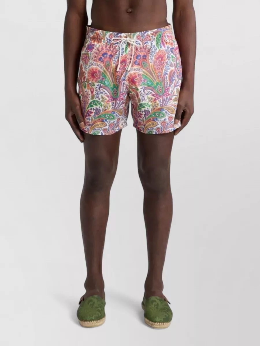 Etro Printed Shorts Elastic Waistband Side Pockets