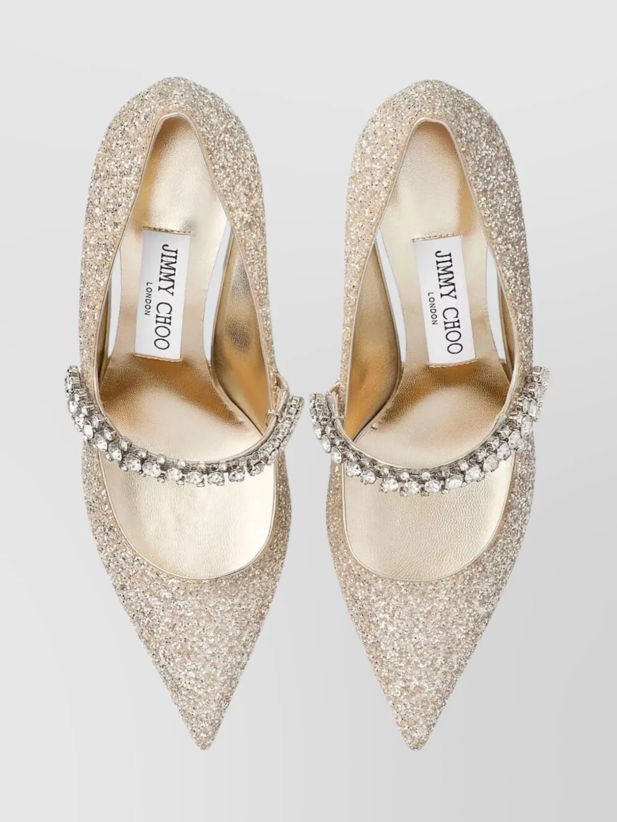 Jimmy Choo Slip-on Beige Stiletto Heels With Crystal Embellishments