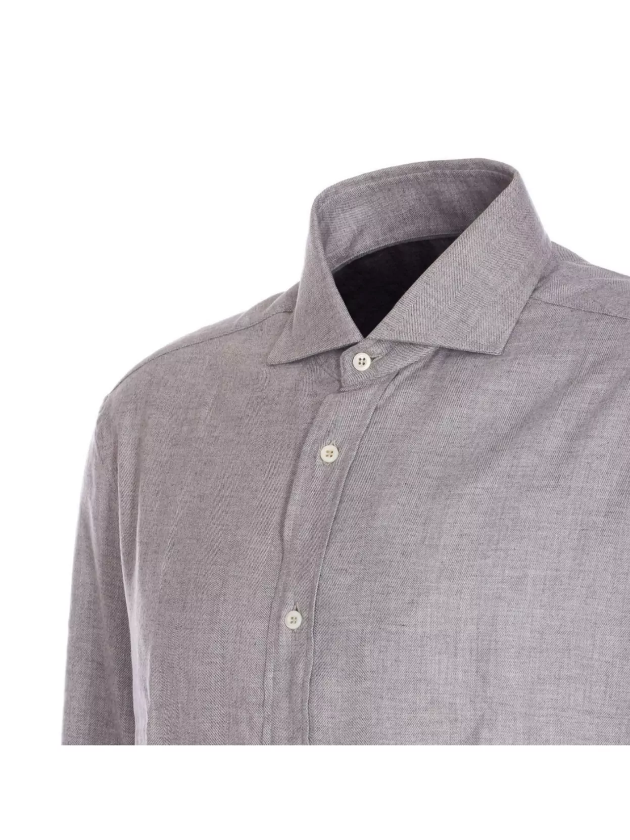 Brunello Cucinelli Chevron Motif Flannel Shirt With Button-Down Collar