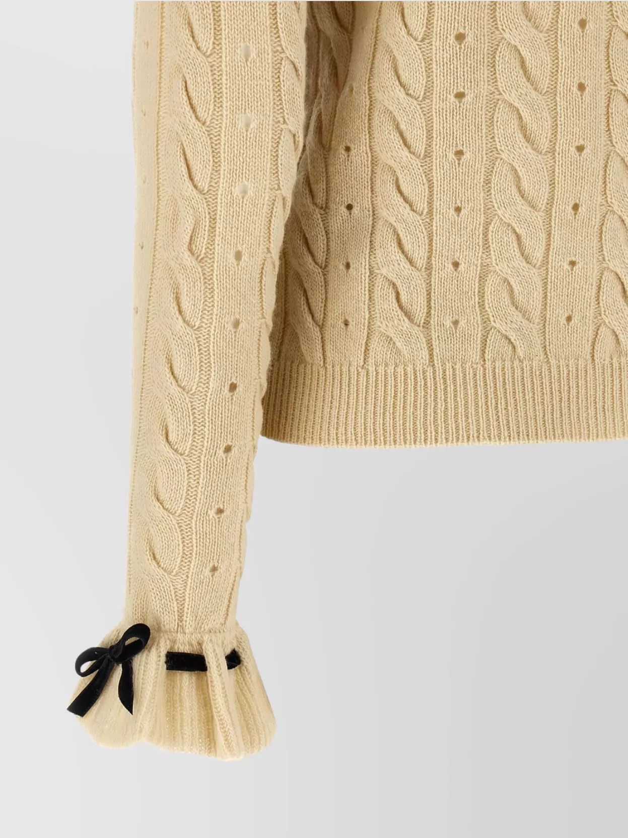 Valentino Garavani Wool Sweater With Bow Detail And Cable Knit Pattern