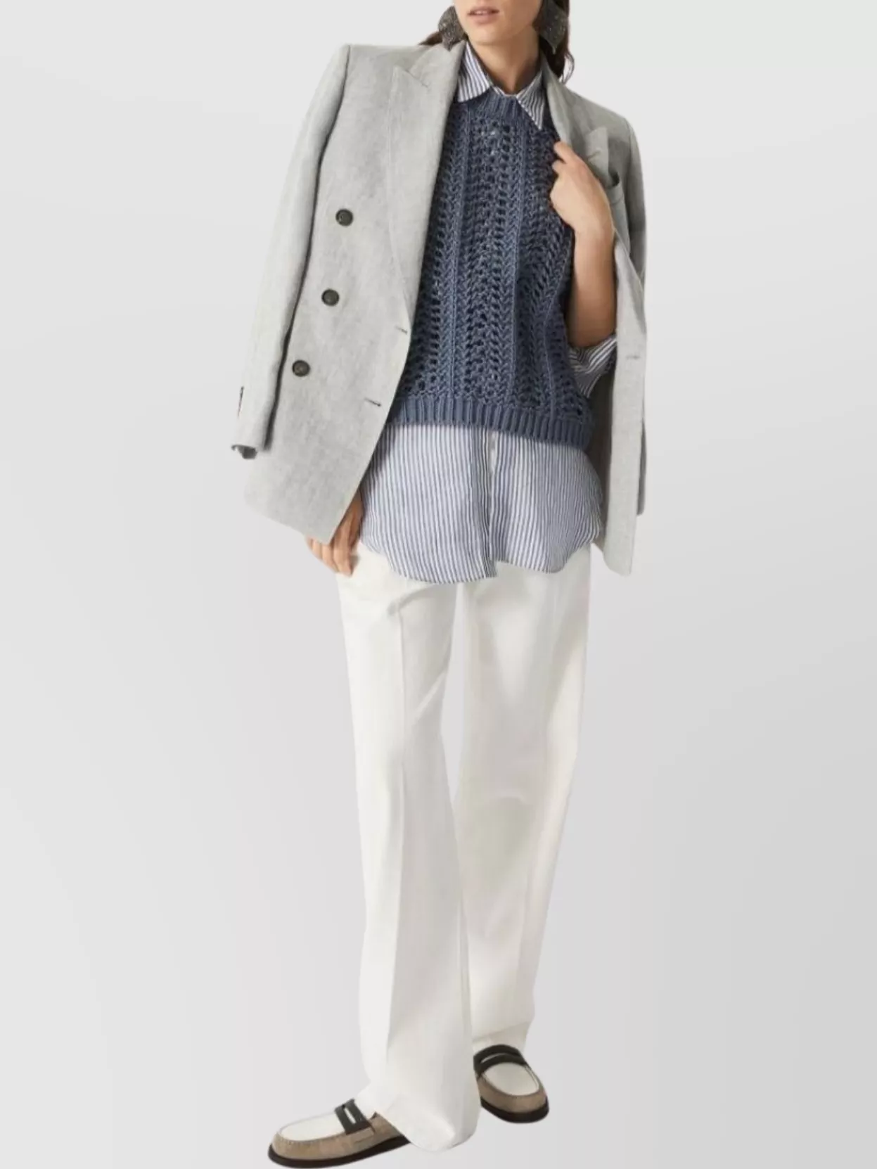 Brunello Cucinelli Vertical Striped Linen Shirt