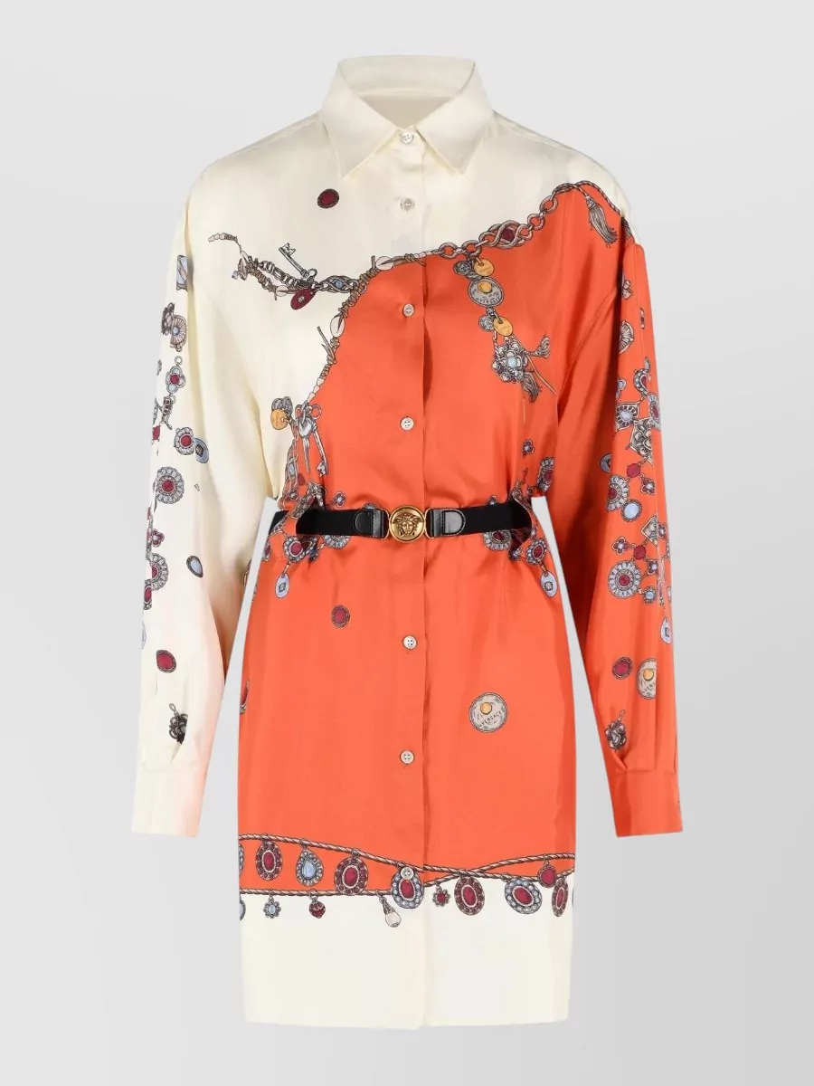 Versace silk printed shirt mini dress