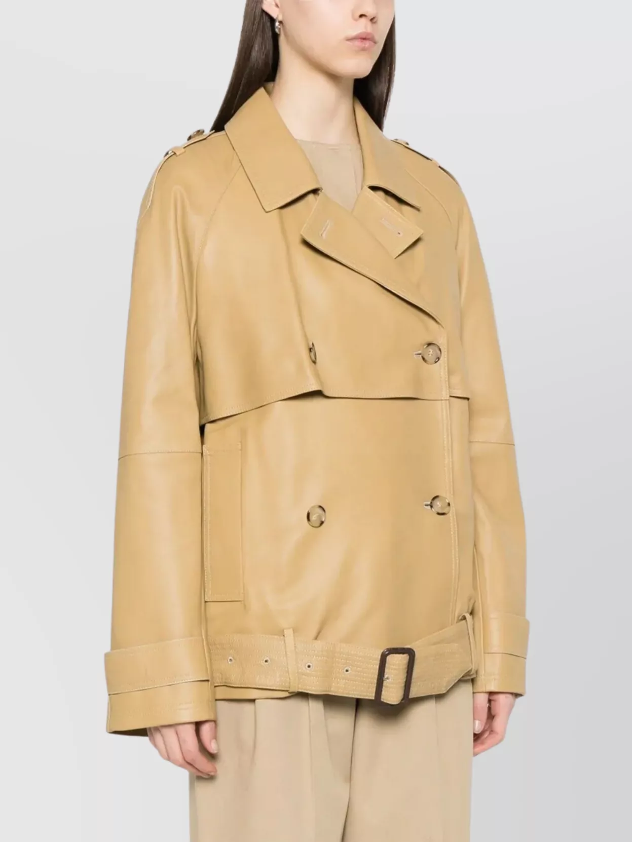 Shop Totême Leather Trench With Belt And Epaulettes