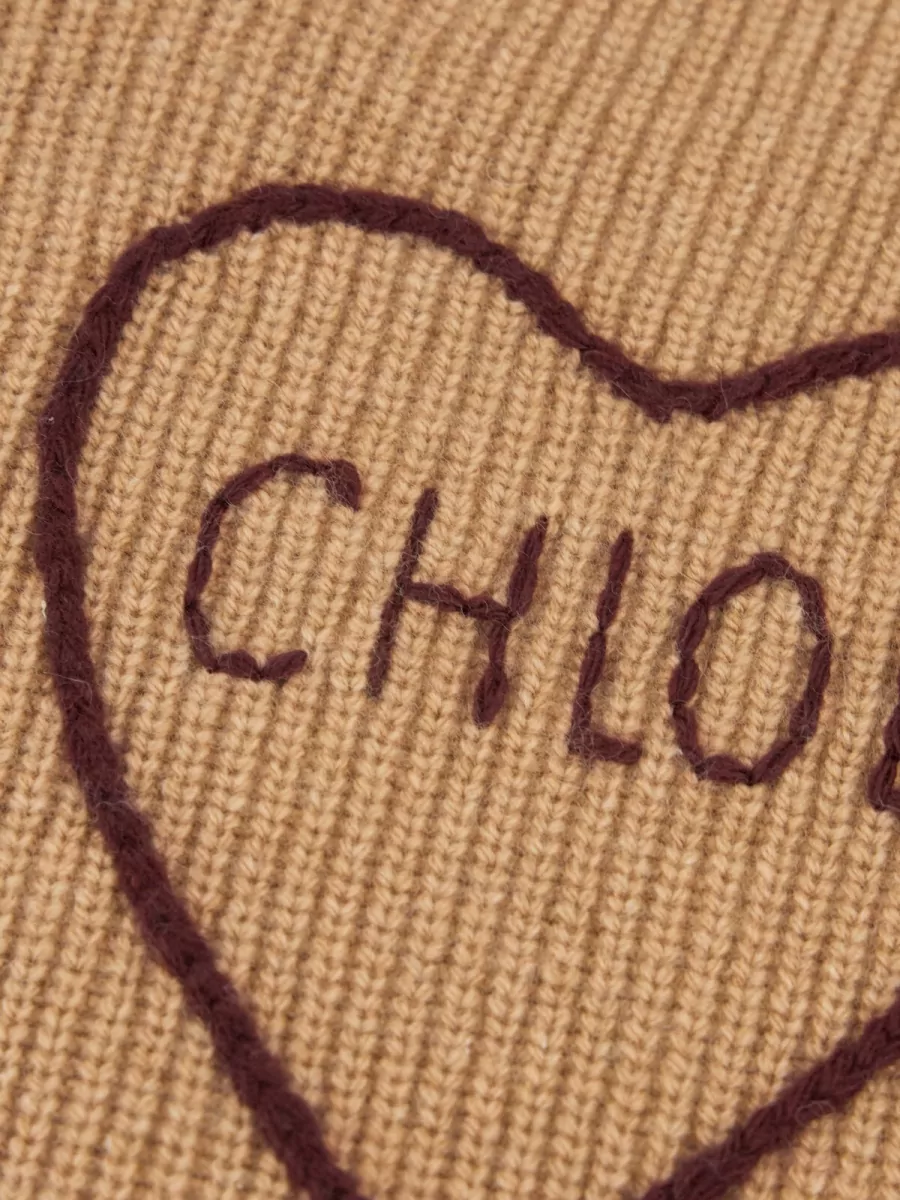 Chloé Cashmere Merino Wool Ribbed Cropped Crewneck Sweater