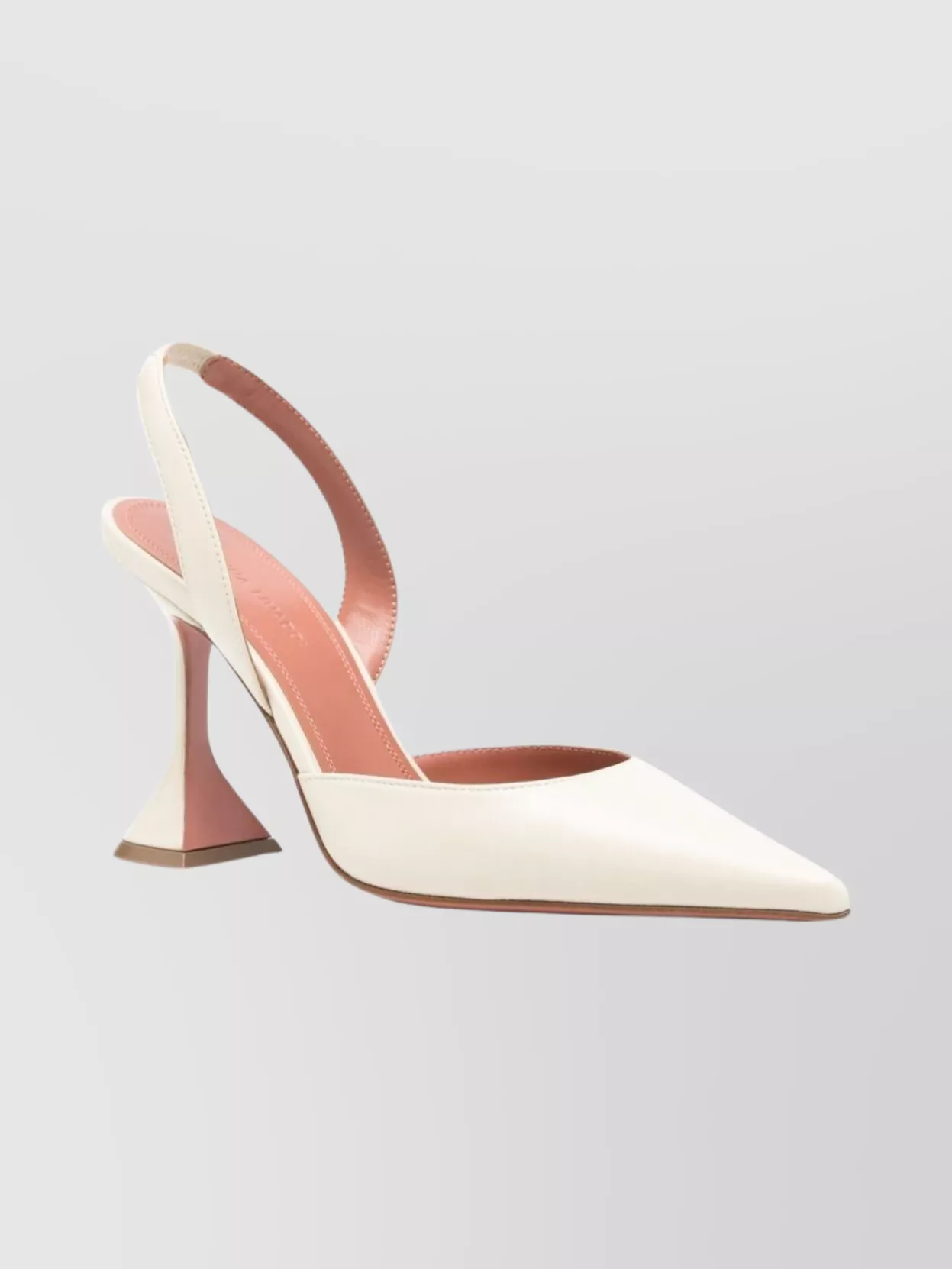 Amina Muaddi Sculptural Heel Leather Slingback Pumps In Neutral