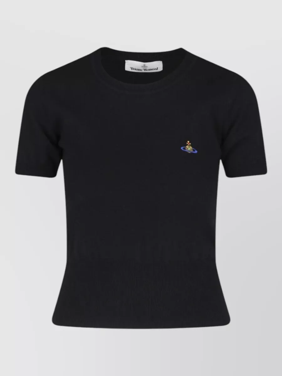 Vivienne Westwood cashmere-blend ribbed-hem short-sleeve knitted top