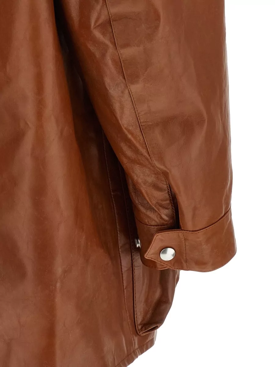 Prada Leather Quilted Single-Breasted Coat