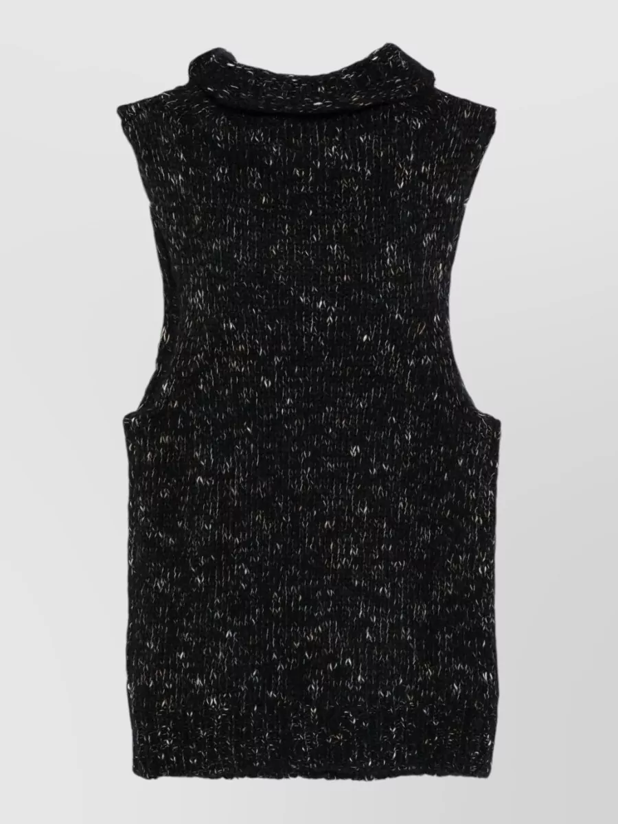 Alysi Mohair Wool Sleeveless Turtleneck Knitted Top