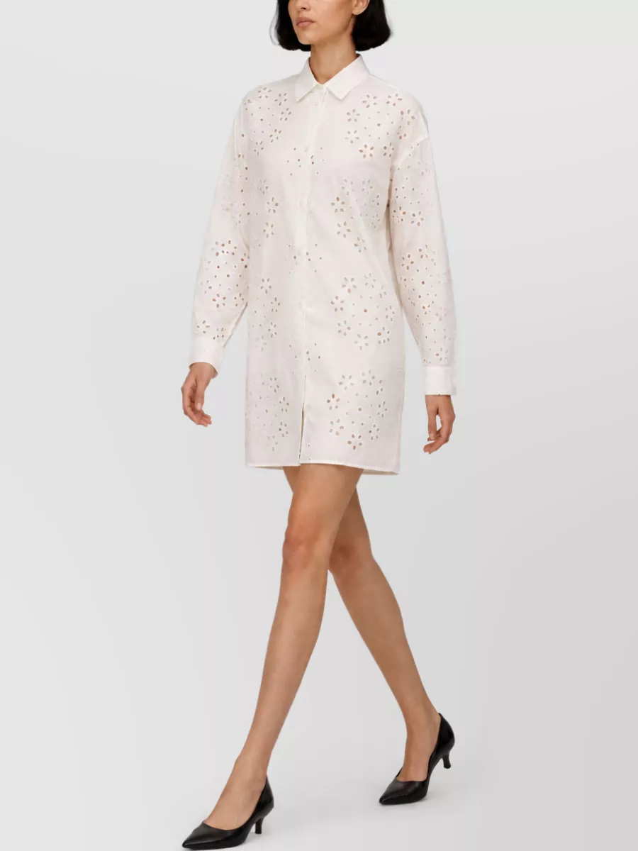 Herno Perforated Cotton Mini Shirt Dress