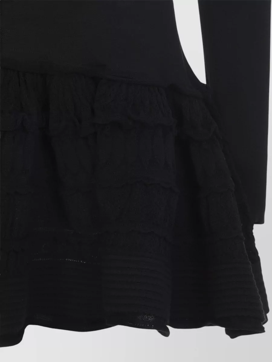 Alaïa Knit Dress Long Sleeves Round Neckline Ruffles