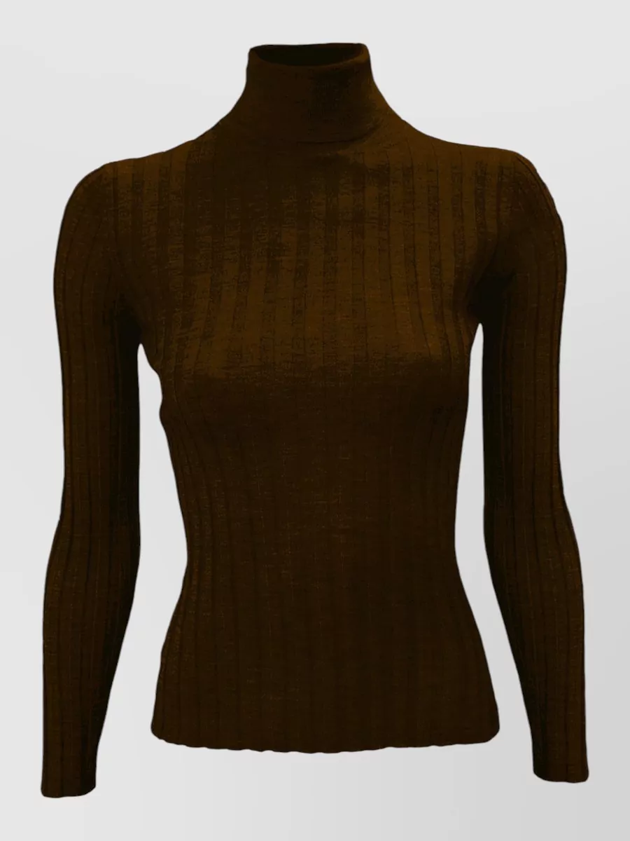La Rose cashmere silk ribbed turtleneck jumper