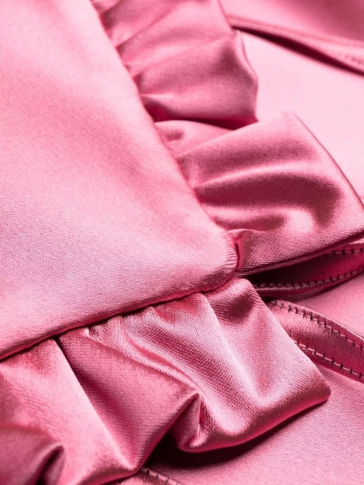 Parosh Halterneck Satin-Finish Minidress Ruffled Trim