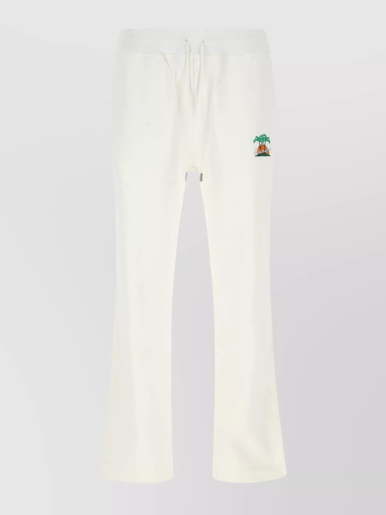 Shop Just Don Embroidered Cotton Wide-leg Joggers In White