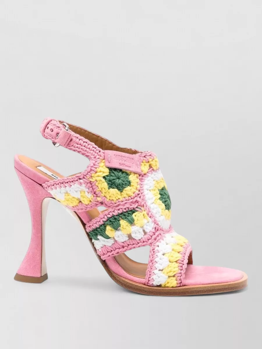 Moschino crochet knit slingback sandals