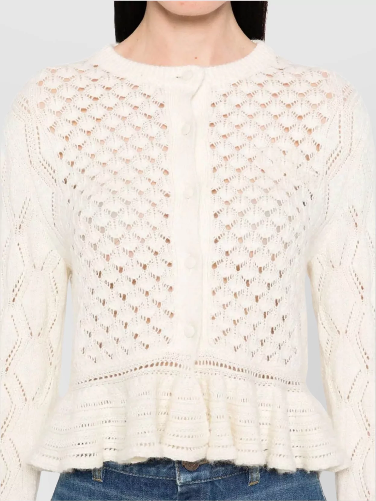 Chloé Knit Cardigan Ruffle Hem Detail